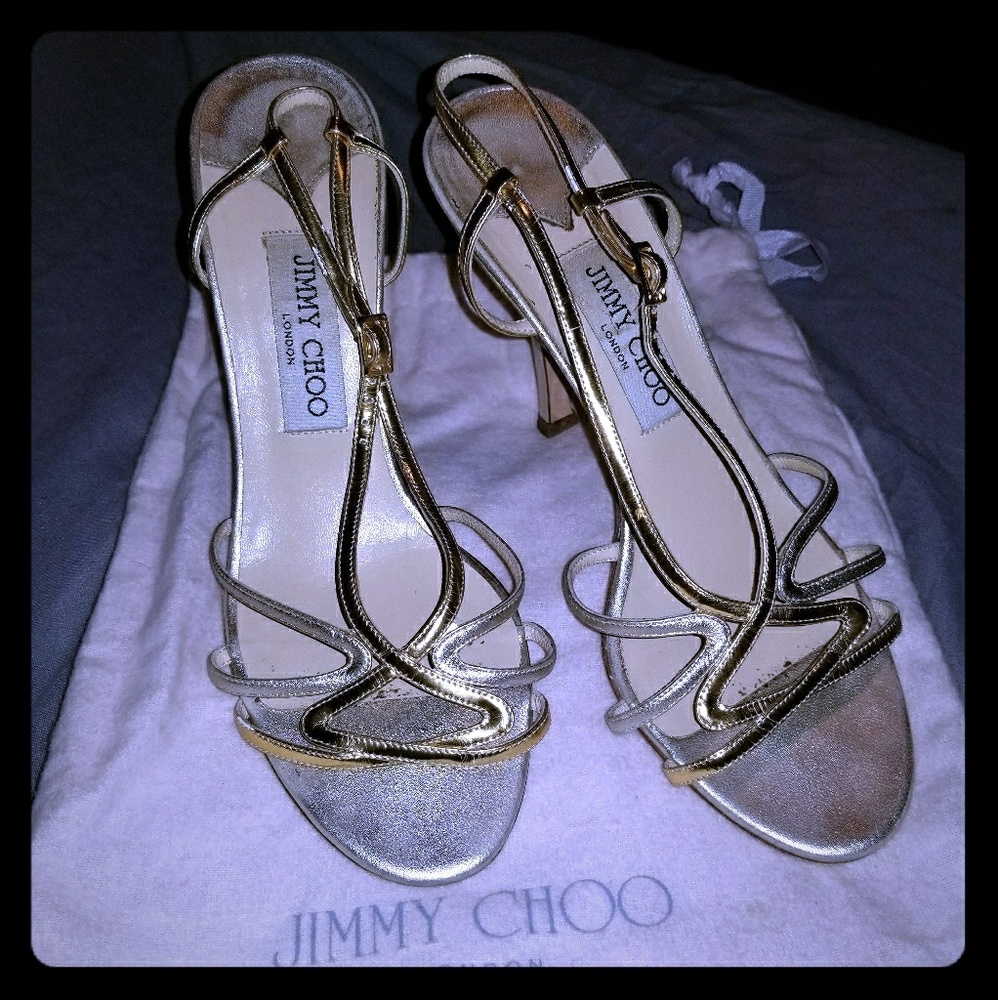 Jimmy Choo Gold Strappy Heels